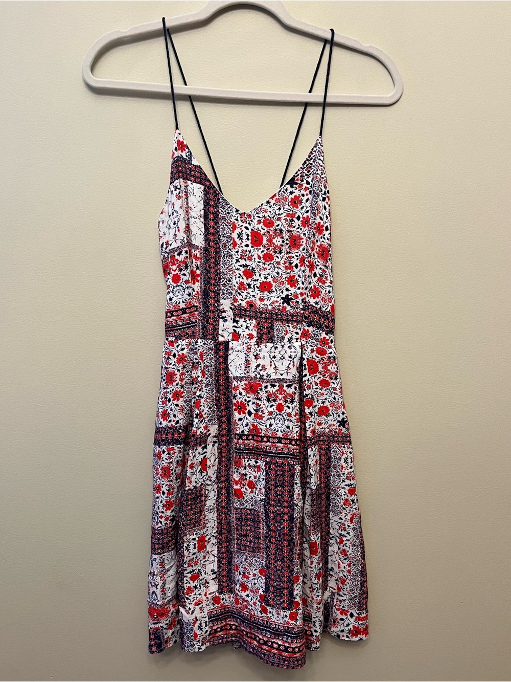 Altar'd State Floral Patchwork Mini Dress Women's Size Medium Adjustable Straps